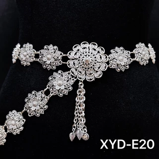 เข็มขัดอีสาน Vintage jewelry ชุดล้านนาไท เข็มขัด เงินโบราณ เอว 39 นิ้ว มี3 สี ทอง/ดำ/เงิน