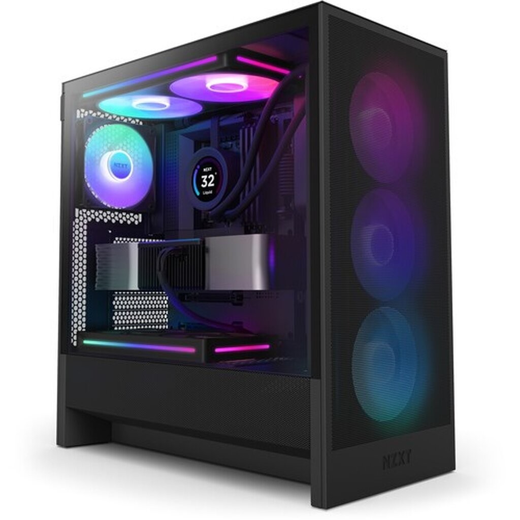 NZXT H5 Flow RGB (2024) Black With F360 RGB Core Fan Mid-Tower Case : CC-H52FB-R1