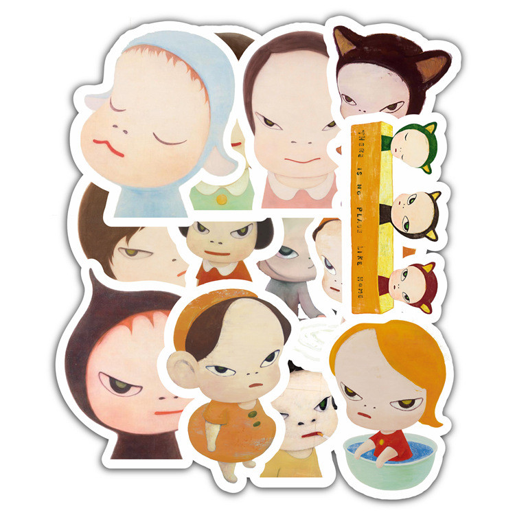 พร้อมส่ง ติกเกอร์ yoshitomo nara โยชิโตโมะ นาระ JAPAN logo sticker กันน้ำ 13pcs