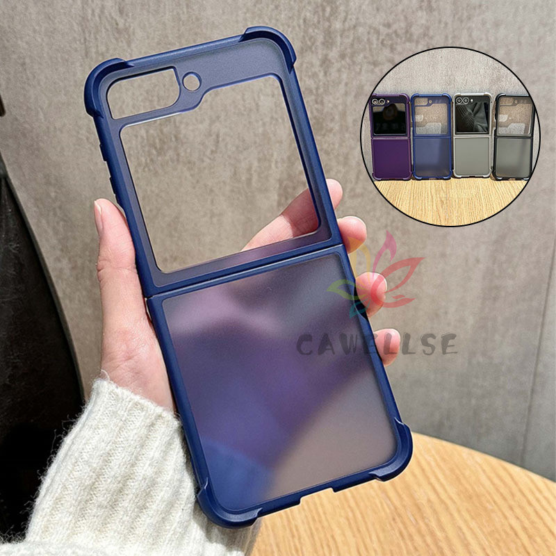 Anti-scratch Translucent Matte Armor เคสกันกระแทก Samsung Galaxy Z Flip 5 Z Flip 6 Z Flip 4 Z Flip 3 Slim Hard Back Casing Soft Silicone Bumper Cover