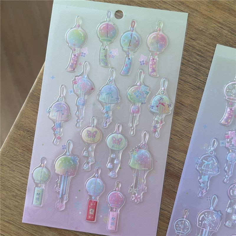 Ins Lucky Guardian Wind Chimes คริสตัล 3d อีพ็อกซี่สติกเกอร์ตกแต่ง DIY โทรศัพท์มือถือวัสดุโปร่งใสคู่