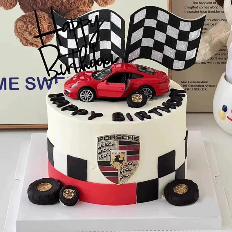 PORSCHE หรูหรา เมอร์เซเดส เบนซ์ รถออฟโรด รถสปอร์ต ปอร์เช่ วันพ่อ เด็กผู้ชาย ตกแต่งเค้กวันเกิด