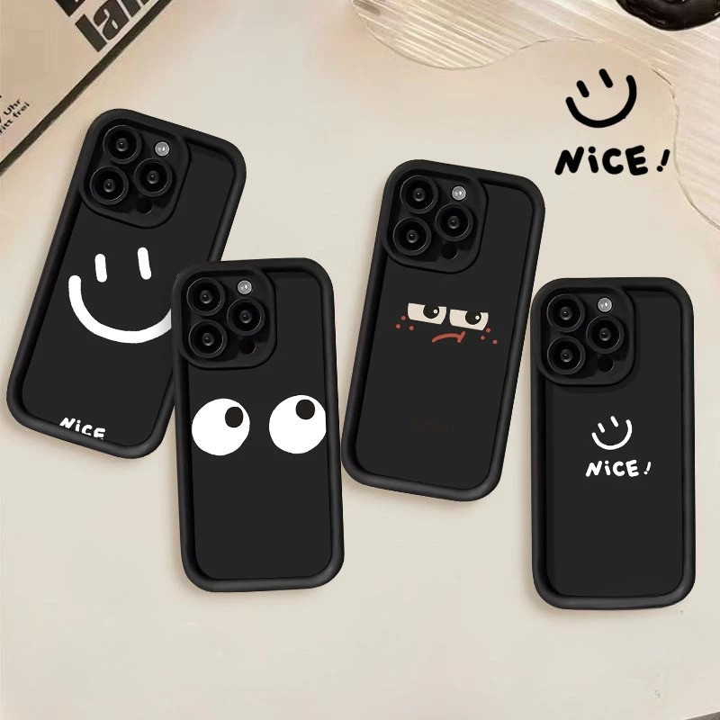 น่ารักยิ้มแสดงออกตลกเคสอ่อนสำหรับ OPPO A17 A57 A3s A18