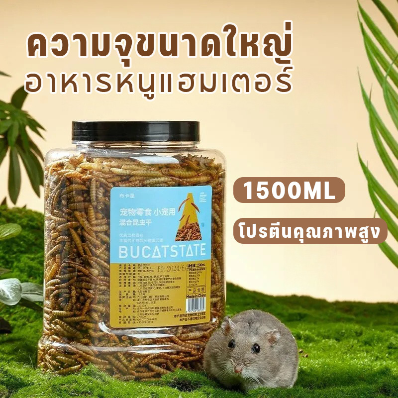 1500ML อาหารหนูแฮมเตอร์ หนอนอบแห้ง (Pet)หนูแฮมเตอร์,เม่นแคระ,นก,ปลา หนอนอาหาร หนอนอาหารแห้ง หนอนนก