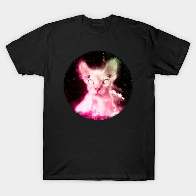 เสื้อยืด Vintage Sphynx Cat Shirt Trippy Hairless Cat Space T Shirt T-Shirt แท้ Cotton 100%
