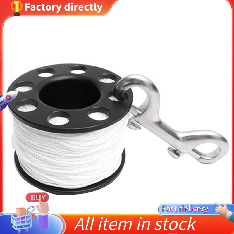 50M ดําน้ํา Spool Finger Reel สแตนเลส Double Ended Hook SMB อุปกรณ์ถ้ําดําน้ํา