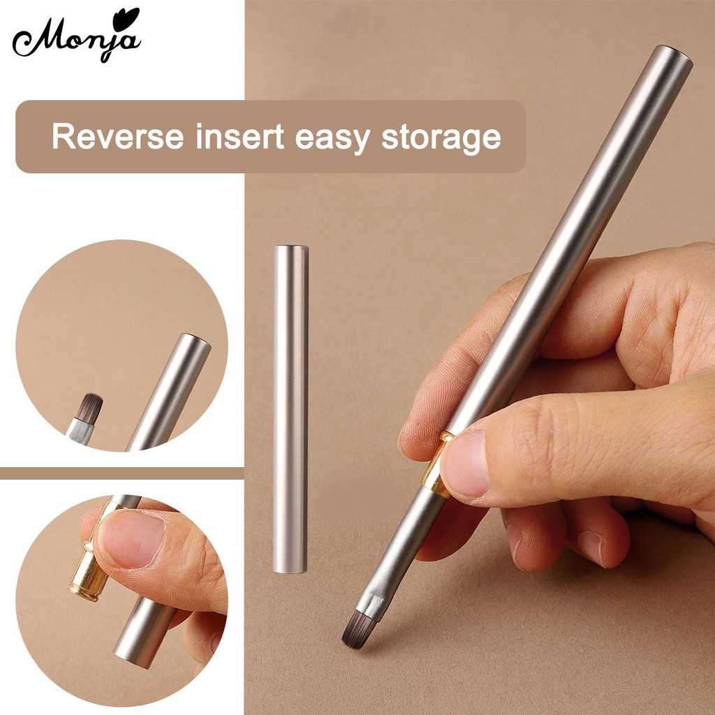 Monja เล็บแปรงลายบาง Linerภาพวาดดอกไม้ 12รูปแบบหัวแปรง Builder Gel Extension เล็บเครื่องมือ Metallic - รูปที่ 3