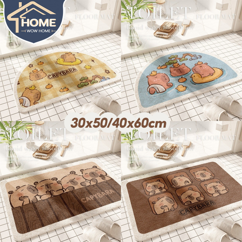 capybara พรมปูพื้น พรม 30x50/40x60cm พรมห้องน้ำ พรมยาวขนนุ่ม ซับน้ำได้ดี กันลื่น