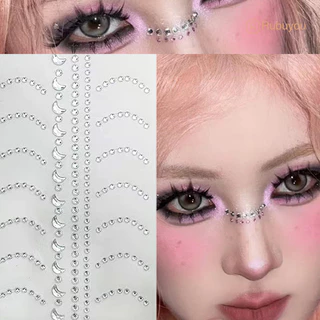 Rubuyou สติกเกอร์เพชร DIY รูปผีเสื้อดอกไม้ ลายหัวใจ 3D คริสตัลออโรร่าสีสันสดใส ตกแต่งใบหน้าอเนกประสงค์ ผู้หญิง-COD💖