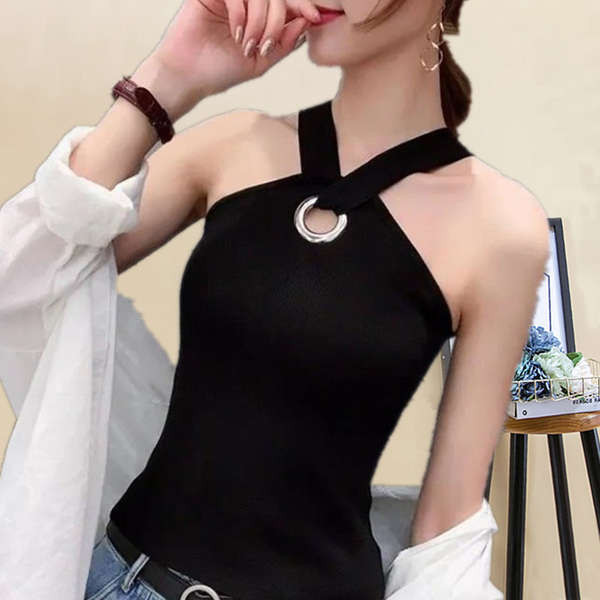เกาะอกสีขาว เกาะอก เสื้อผ้าผู้หญิงไซส์ใหญ่เสื้อกล้ามถักเข้ารูปหลังสวยเข้ารูปเสื้อสายเดี่ยวเล็กเซ็กซี
