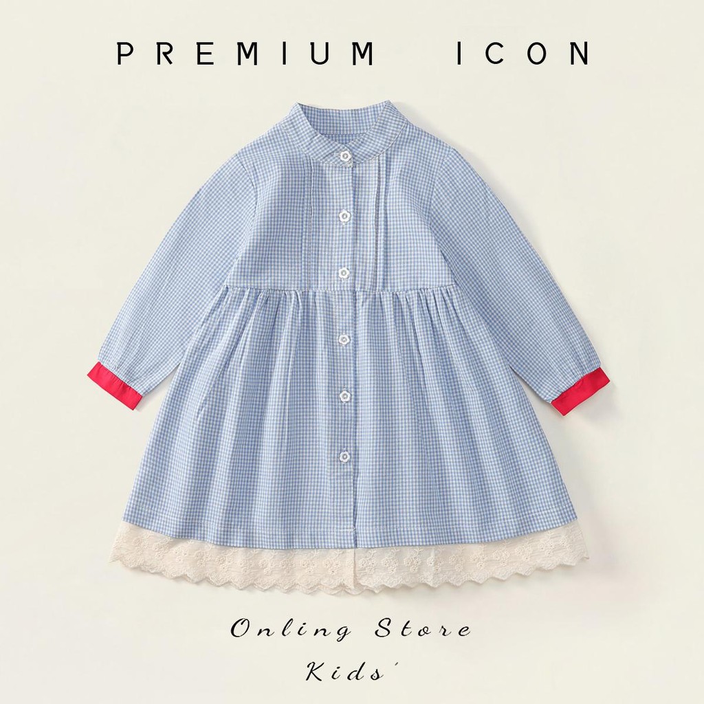 Hania kids ชุดเดรสกระโปรงแขนยาว สไตล์เกาหลี พร้อมส่งในไทย - K5135569