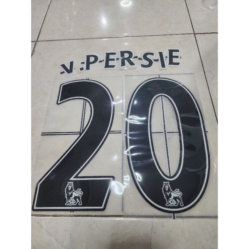 สีดำ เบอร์ กำมะหยี่ v.PERSIE #20 2007-2013 EPL Premier League White Name set