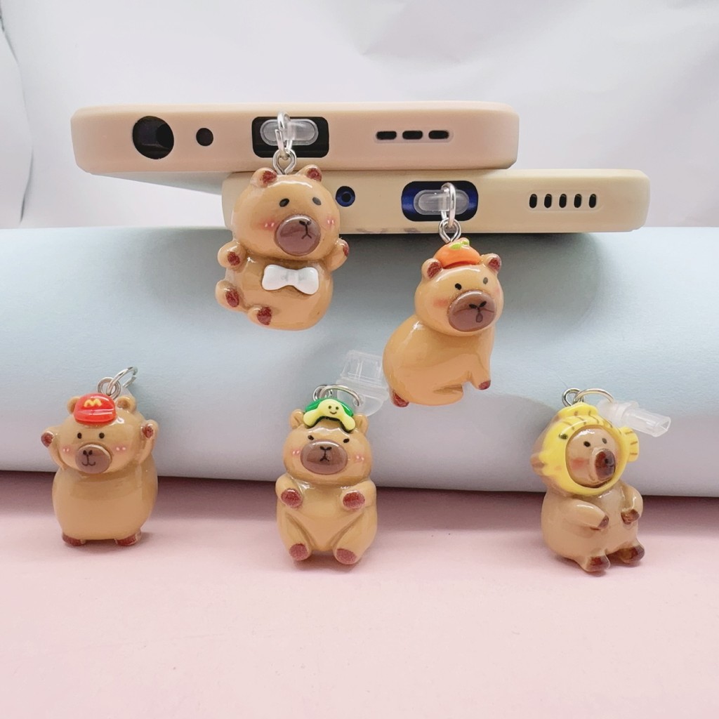 น่ารัก capybara ปลั๊กกันฝุ่นโทรศัพท์ charm อุปกรณ์เสริม android ปลั๊กฝุ่นประเภท c มือถือ iphone ชาร์จพอร์ตฝาครอบ protector คู่ bestie ของขวัญเล็กๆ