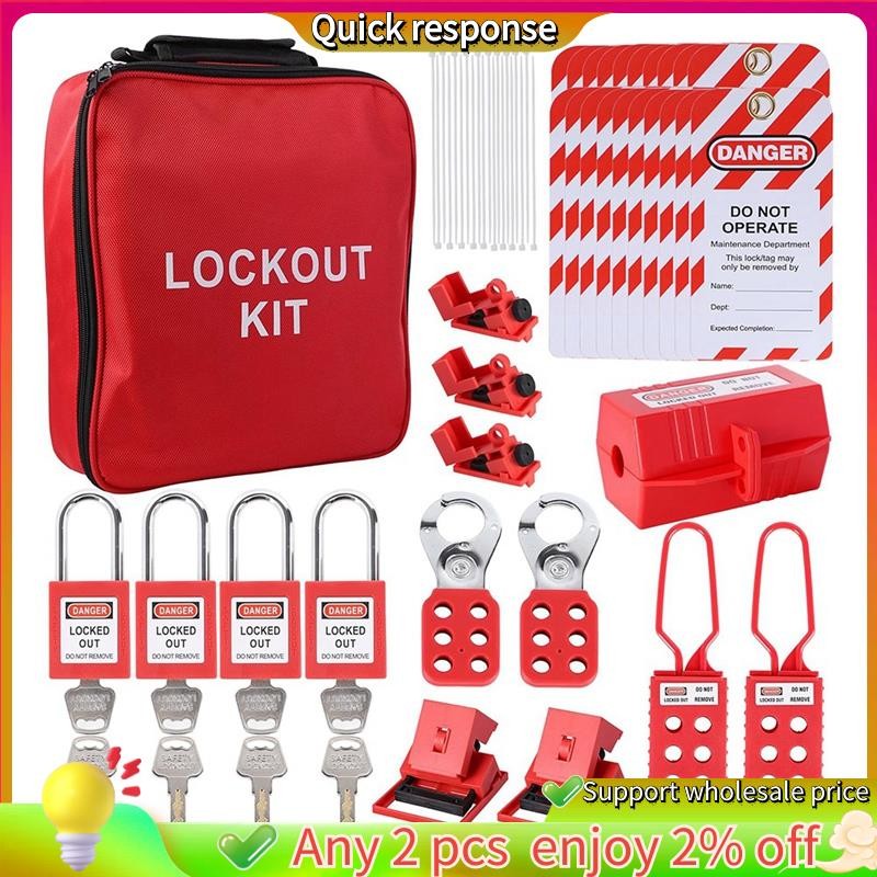 In -Lockout Tagout Kit, Electric -Kit with Circuit Breaker Lockout, Lockout Hasps, Lock Out Tags Mul