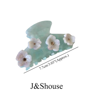 KF1027 สไตล์เกาหลีขนาดกลาง lght สีฟ้าสีชมพูสีม่วงดอกไม้ rhinestone อะซิเตท claw คลิป clamp grip อุปกรณ์เสริมผู้หญิง
