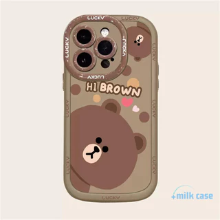 เคสไอโฟน การ์ตูนหมีสีน้ำตาล สำหรับ IPhone 11 15 16 13 12 14 Pro Max XR X XS Max 7 8 15 Plus เคส IPhone เคสไอโฟน 13 P626