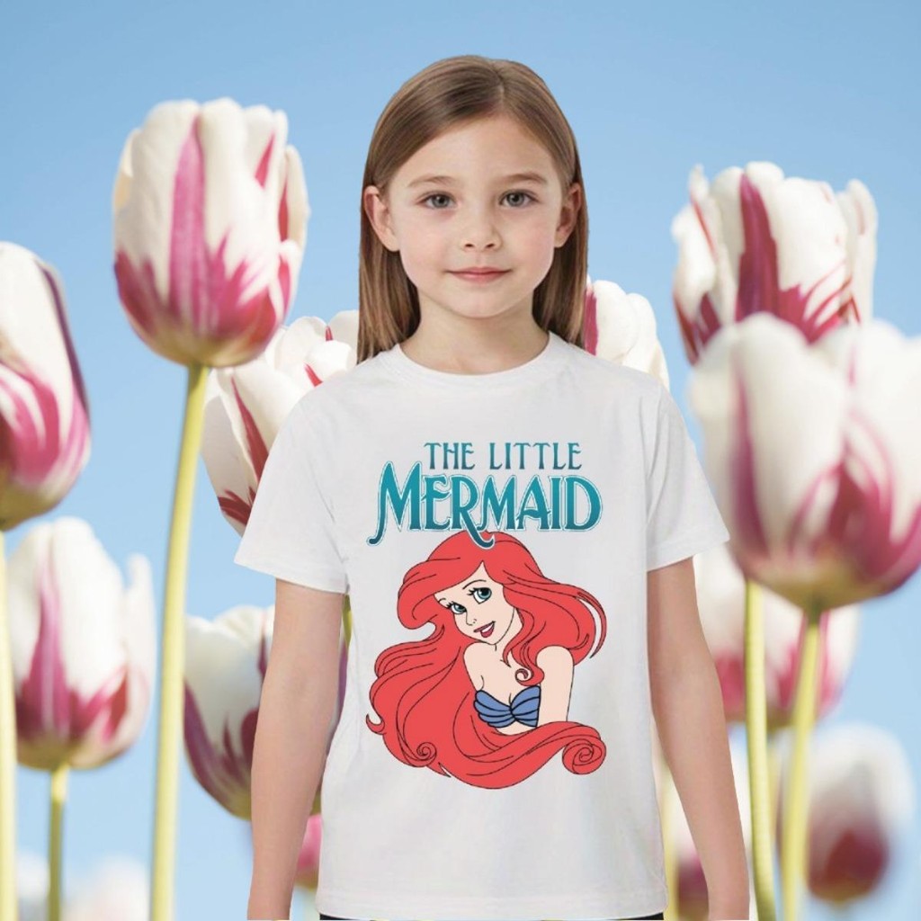 rb6t1fu3yn [ ส่งฟรี  ] KD0288 เสื้อเด็ก เสื้อยืดเด็ก เสื้อยืด เจ้าหญิง Disney ดิสนีย์ Mermaid ผ้า Co
