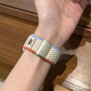 สายไนลอนทอหมีน่ารักพร้อมเข็มกลัดแม่เหล็กสําหรับ Xiaomi Redmi watch 5 active Redmi watch 6 Redmi watch 3 active Redmi 4 smart band strap