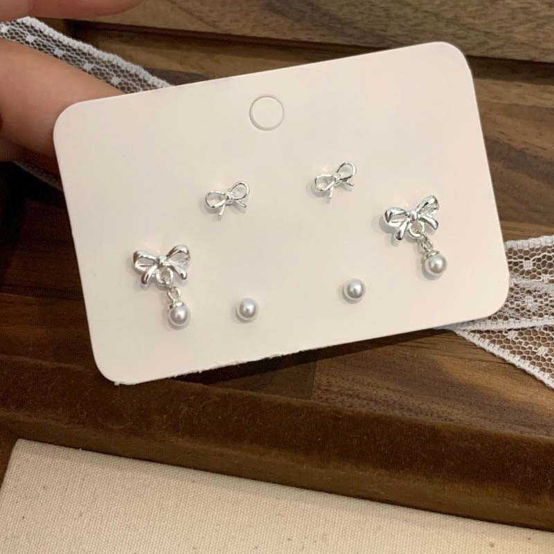 COD-ส่งเร็วจากไทย🎀S925ชุดต่างหูสตั๊ด ประดับโบว์มุก เรียบง่ายแฟชั่นสำหรับผู้หญิง ป้องกันหู-Tender - รูปที่ 6