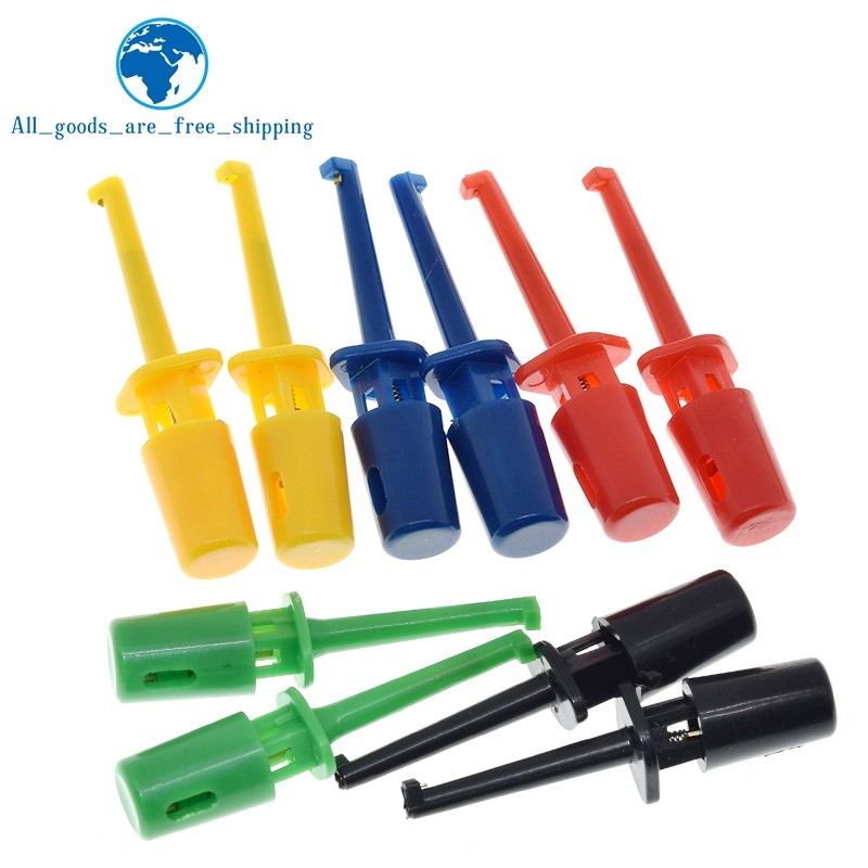 10 ชิ้น Mini Single Test Hook คลิป Test Probe สําหรับการทดสอบอิเล็กทรอนิกส์ IC Grabber ขนาดเล็กรอบจระเข้คลิป Hook คลิปทดสอบ