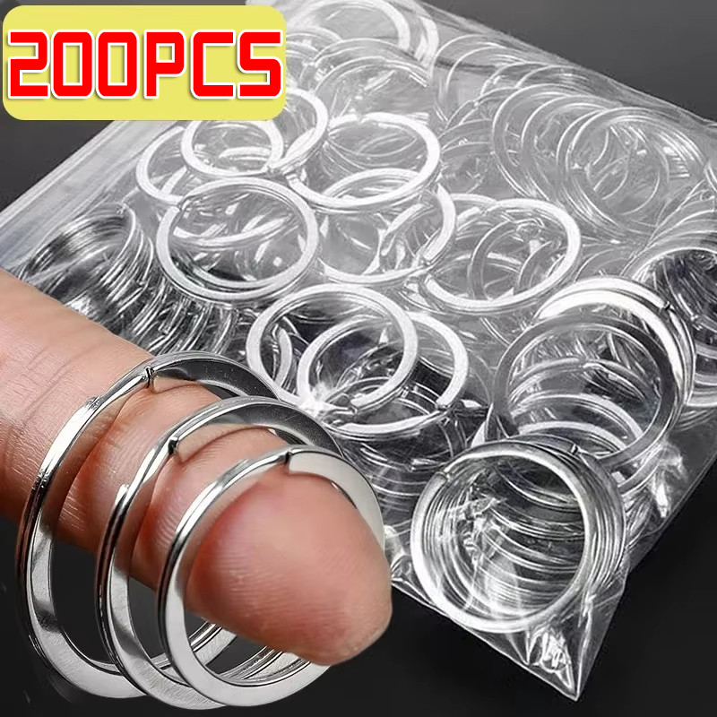 50-200ชิ้น แหวนกุญแจแยกแข็งแรง10-หีบห่อ - อุปกรณ์เสริมพวงกุญแจโลหะหนา25มม., ที่ใส่กุญแจเงินป้องกันสนิมพร้อมการออกแบบห่วงคู่เสริมแรง