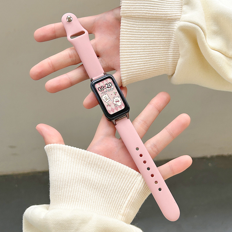 สายรัดซิลิโคนสําหรับ For huawei band 11 / 11 Pro / 10 / 9 / 8 สายนาฬิกาแฟชั่นสีทึบสร้อยข้อมือนุ่มเปลี่ยนสายรัดข้อมือ