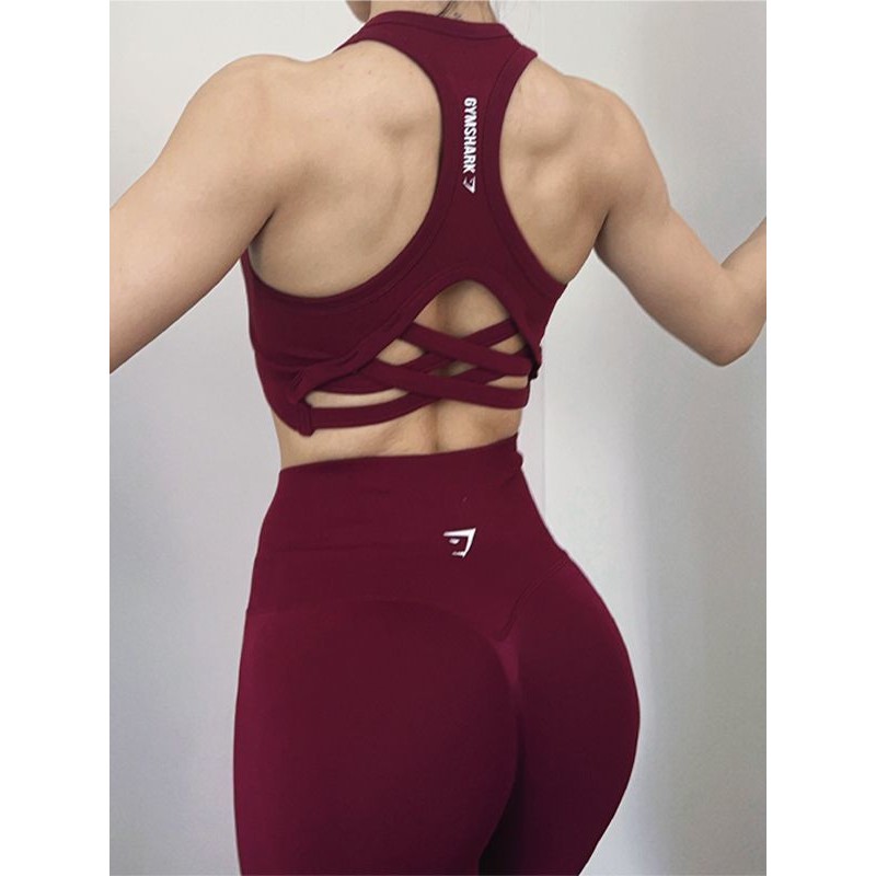 ชุดกีฬาโยคะ Gymshark เสื้อกั๊กวิ่ง บราฟิตเนสสำหรับผู้หญิง