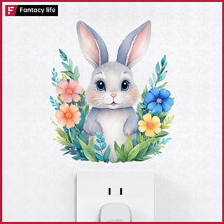 น่ารักกระต่ายสติ๊กเกอร์ติดผนังสวิทช์ตกแต่งสําหรับบ้านห้องนั่…