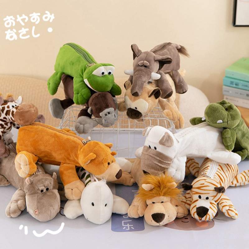 สัตว์น่ารักตุ๊กตาดินสอกรณีสร้างสรรค์ขนาดใหญ่-ความจุเครื่องเขียนถุงเก็บอุปกรณ์การเรียนwj781