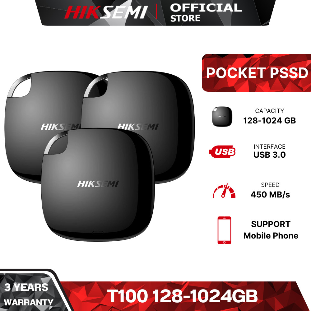 HIKSEMI T100 128GB - 1TB SSD EXTERNAL TYPE-C STYLISH MOBILE SSD IN YOUR POCKET WARRANTY 3 YEARS