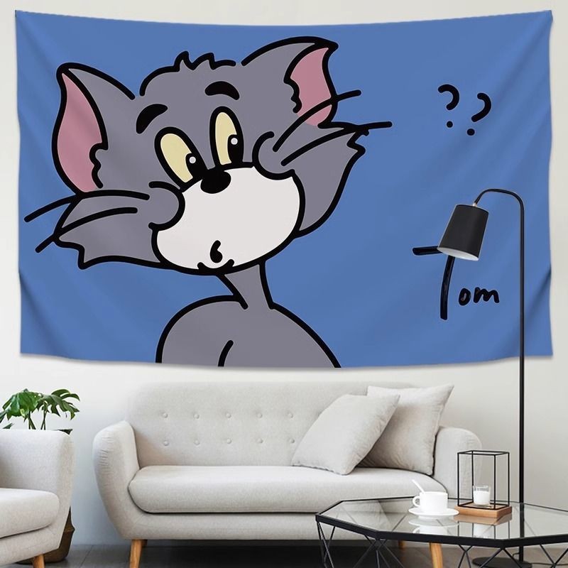 ผ้าแขวนการ์ตูนทอมและเจอร์รี่ การ์ตูนอนิเมะ ตกแต่งห้องนอน ผ้าคลุมเตียง โปสเตอร์สด ตกแต่งพื้นหลัง - รูปที่ 4