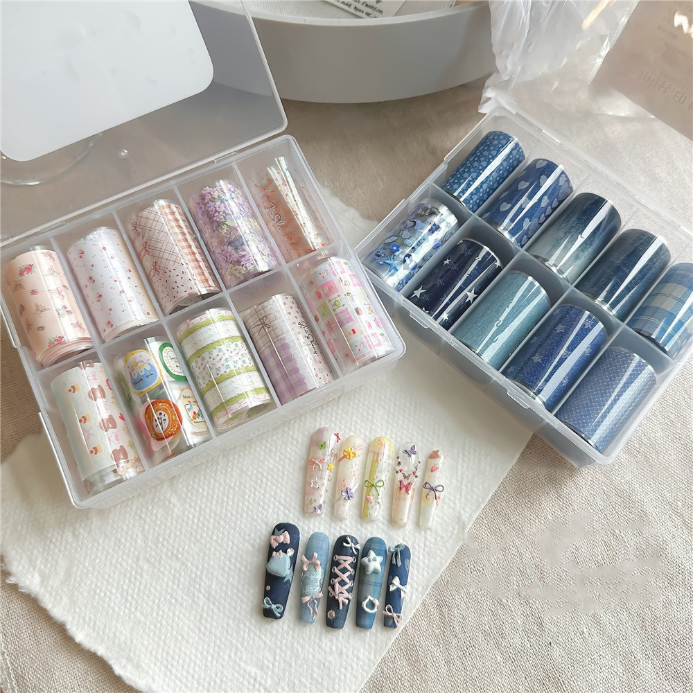 XEIJAYI 10 ชิ้น/1 กล่องเล็บ Transfer กระดาษชุด Starry Sky Transfer กระดาษที่มีสีสัน Decal ตกแต่งเล็บเล็บเครื่องมือสําหรับเล็บ Shop ราคา ถูกที่สุด ดีลบีเคเค แกลเลอรีภาพที่ 4