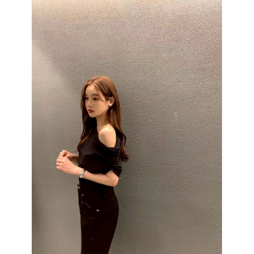 🎀Yummy Shop🎀พร้อมส่ง (FYP13) เสื้อเปิดไหล่แขนสั้นน่ารัก เรียบหรูสไตล์มินิมอล - รูปที่ 6