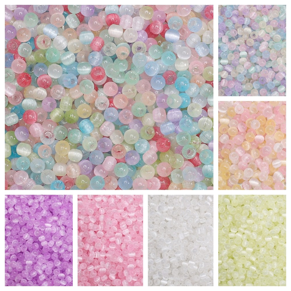 150 pcs 4mm macaron แปรงแมวตาแก้วลูกปัดข้าว handmade diy สร้อยข้อมือลูกปัดสร้อยคอเครื่องประดับอุปกรณ์เสริมวัสดุ