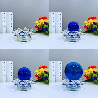 ดอกบัวลูกแก้วคริสตัล เสริมฮวงจุ้ย ฐานดอกบัวใส่ลูกแก้วขนาด 5/6/8 cm. ประดับตกแต่งบ้าน