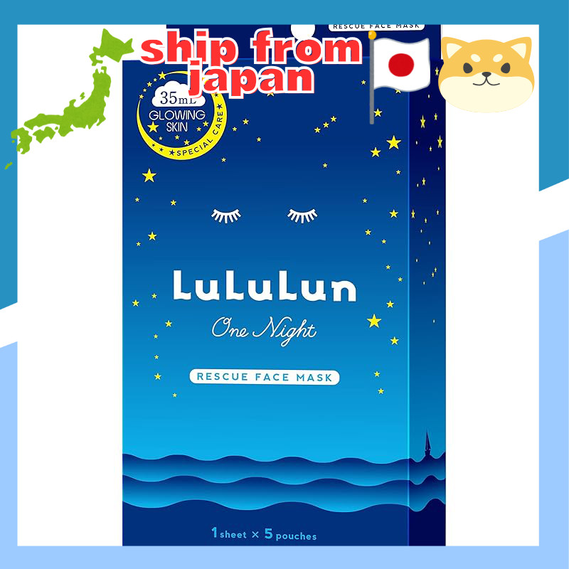 Face Mask LuLuLun One Night Rescue Transparency One Night R 4K 35mL x 5 bags included UV Protection,