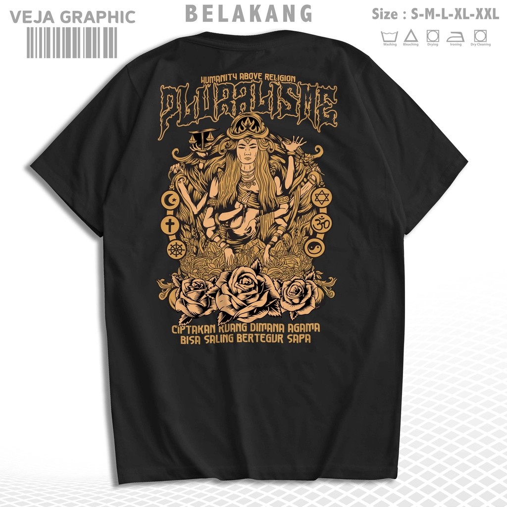 VEJAGRAPHIC Pluralism Humanity Above Religion เสื้อยืด | เสื้อยืดสตรีท Pluralism Coexist สําหรับผู้ช