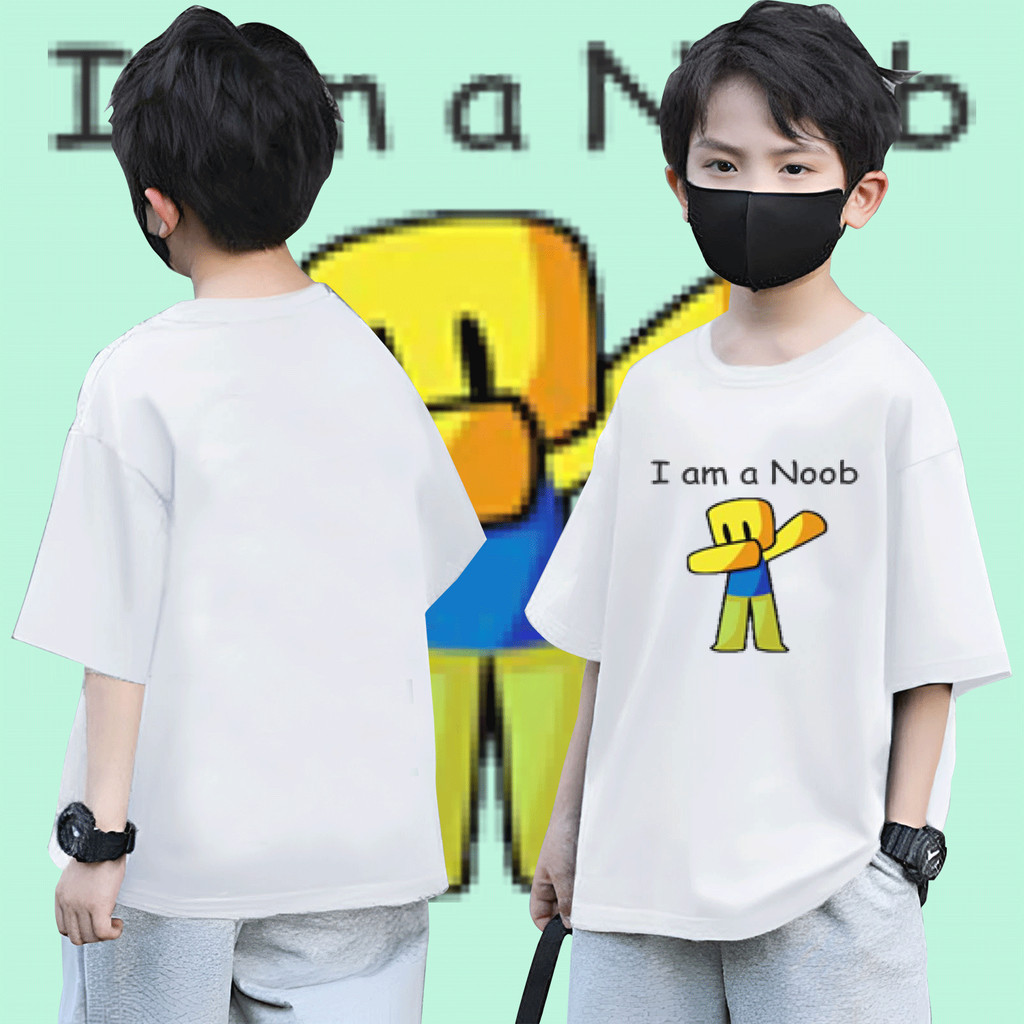 8 สี🙇‍♀️เสื้อยืดเด็ก I am a Noob _Roblox Children's T-shirt ผ้าเนื้อนุ่ม เหมาะกับเด็ก 100-150 S-5XL