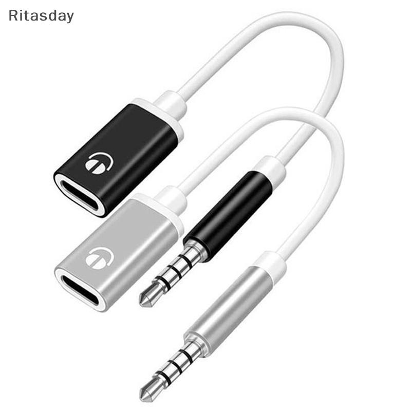Ritasday 1 ชิ้น 3.5 มิลลิเมตรชาย Type-C หญิงหูฟัง Aux Cable Converter Type-C ถึงแบนหูฟังรอบหัวอะแดปเตอร์สายใหม่