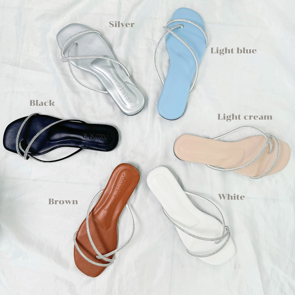 รองเท้าแตะแฟชั่น แบรนด์ ARUN รุ่น AR2029 ดีไซน์สอดโป้ง ไขว้เพชร มีไซส์ใหญ่ - รูปที่ 2