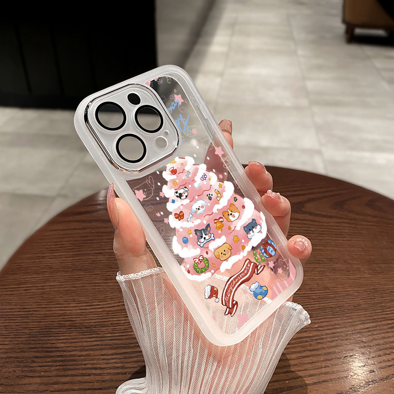 สําหรับiphoneกรณีipxs IP11PRO IP12IP13 IP14 IP15PLUS IP16PRO soft Shellโปร่งใสFrostedคริสต์มาสของขวัญต้นคริสต์มาสกราฟิกเค้กการ์ตูนน่ารักใหม่Anti-fall
