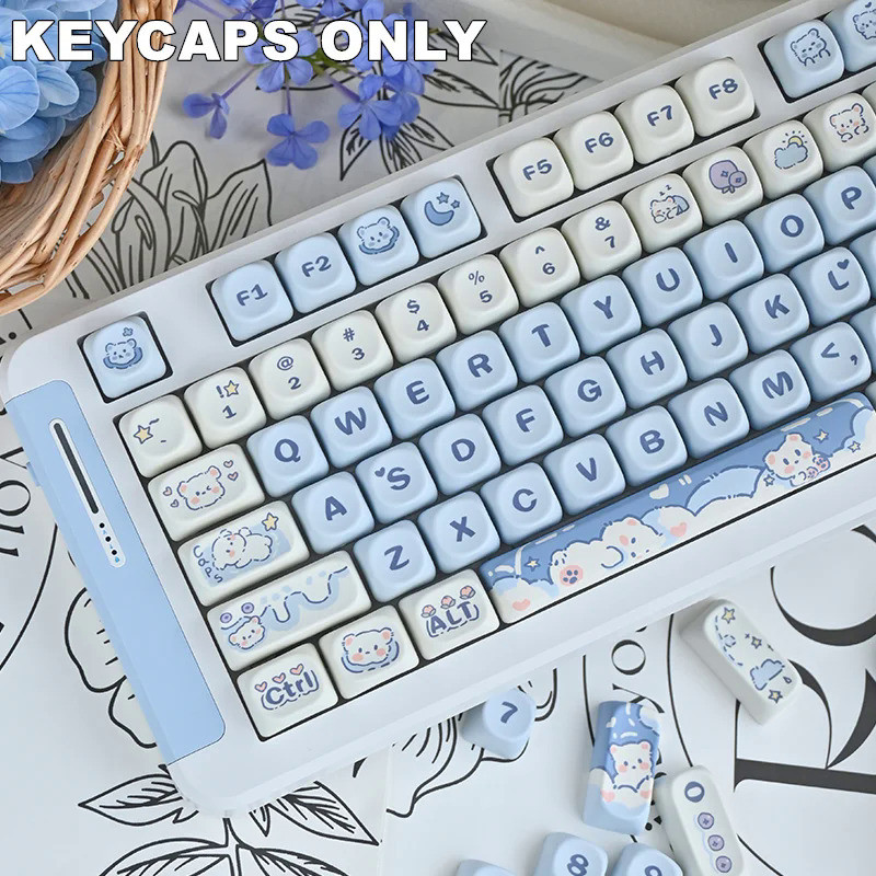 132 Keys Ice Cream Puppy PBT Keycaps MOA Profile Dye-Sublimated Keycap Set for Mx Cherry Gateron Swi