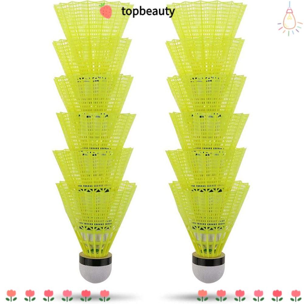 Topbeauty 3/6/12 ชิ้นลูกขนไก่แบดมินตัน Homehold Stable พลาสติกทนทาน