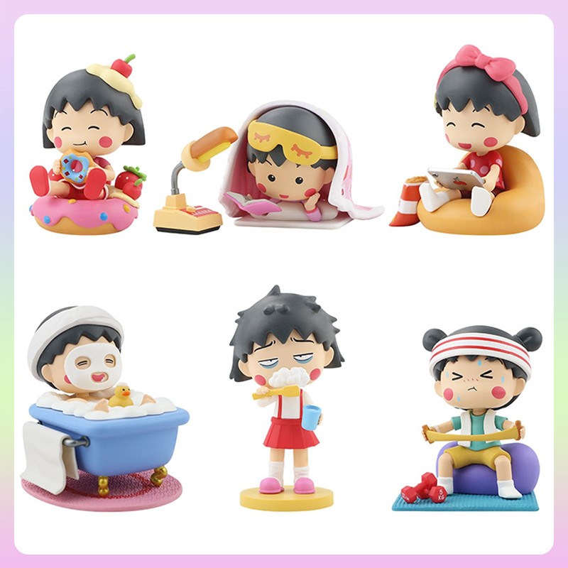 Chibi Maruko Chan Daily Series กล่องตาบอด handmade ของเล่นตุ๊กตา Maruko-Chan รถเดสก์ท็อปตกแต่ง Kawaii ตกแต่งสำหรับแฟนวันเกิดของขวัญ