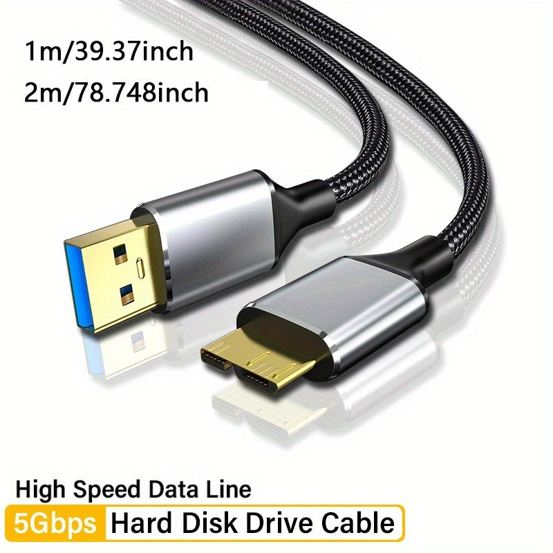 สาย USB 3.0 ประเภท A ถึง Micro B 5Gbps 2A สายซิงค์ข้อมูลอย่างรวดเร็ว USB3.0 ถึงอะแดปเตอร์ Micro B ฮาร์ดไดรฟ์ภายนอกดิสก์สาย 1/2 ม.