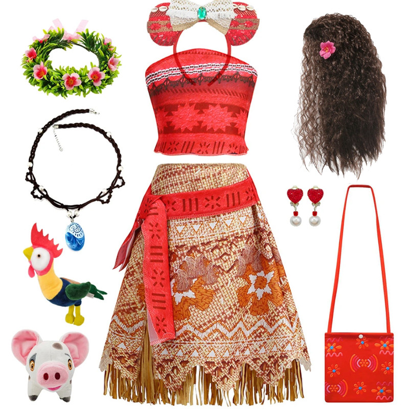 ฮาโลวีน Moana ชุดสําหรับสาวเครื่องแต่งกายคอสเพลย์สาวชุดอะนิเมะภาพยนตร์ Moana ไก่หมูชุดเครื่องแต่งกาย