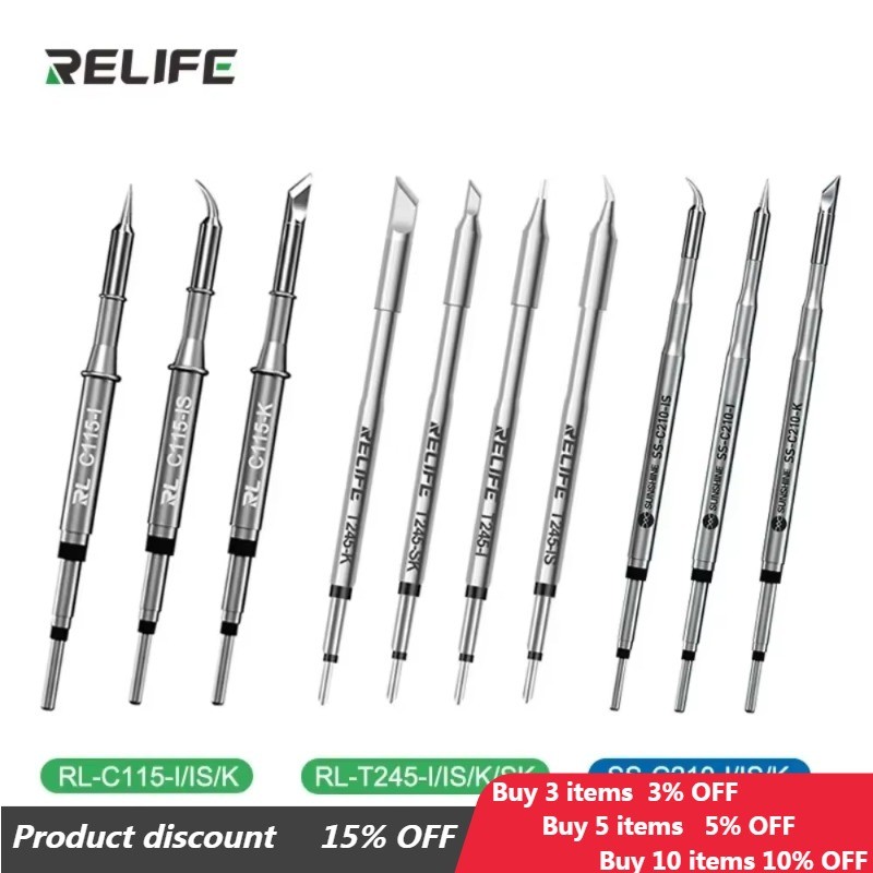 Relife Super Fine C210 T245 C245 หัวแร้ง C210 C115 หัวแร้งสําหรับ GVM T210 GVM T115 Professional สถา