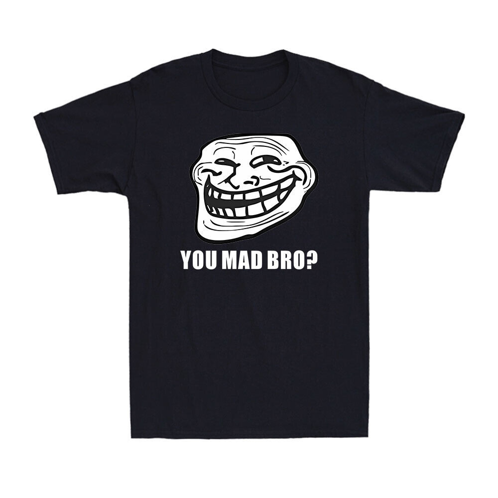 เสื้อยืดผ้าฝ้ายผู้ชาย พิมพ์ลาย Troll Face Meme ของขวัญตลกสำหรับเกมเมอร์