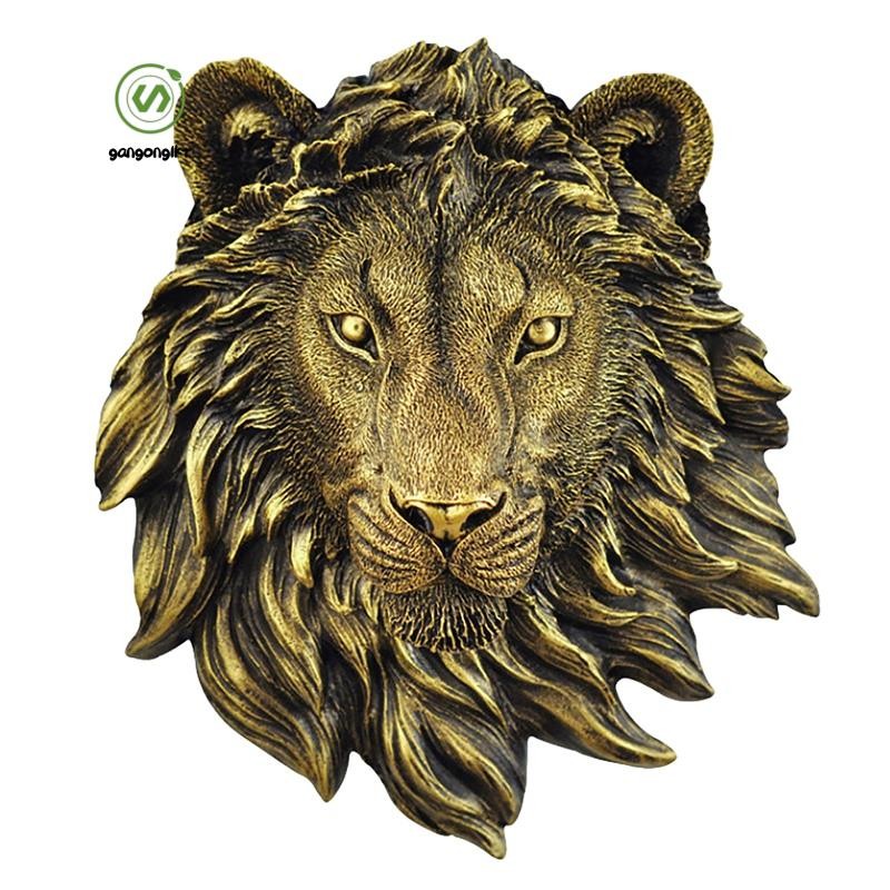 [gangong1kr]1 ชิ้นสัตว์ตกแต่งผนัง Lion Wall Decor รูปปั้นติดผนังตกแต่งบ้านรูปปั้นจําลอง