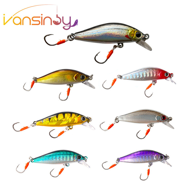 เหยื่อตกปลา Sinking Minnow 3.2g/4.5cm เหยื่อเลเซอร์ตา 3D พร้อมเสริมสร้างตะขอเดียว
